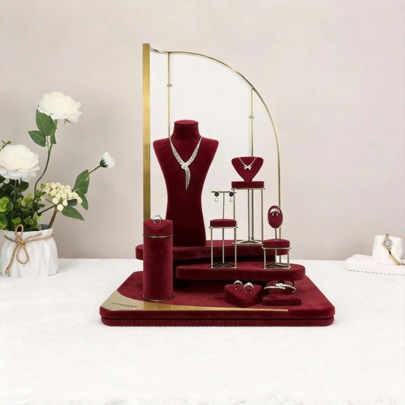 Jewelry Display Stand Earrings and Earrings Showcase Jewelry Display Props Red Microfiber Jewelry Counter Display Rack
Jewelry Display Stand Earrings and Earrings Showcase Jewelry Display Props Red Microfiber Jewelry Counter Display Rack
