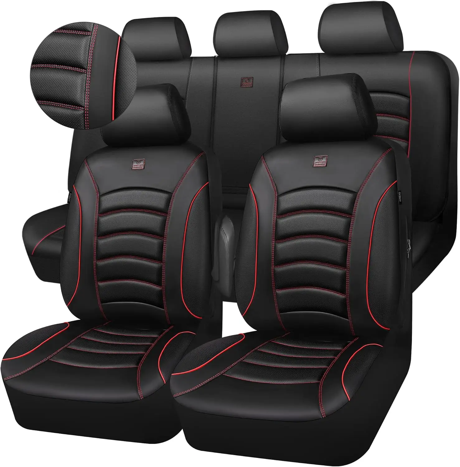 3D Foam PU Leather Car Seat Covers Full Sets, Universal Fit for Trucks SUV Sedan, Waterproof, Airbag Compatible, Black Red
3D Foam PU Leather Car Seat Covers Full Sets, Universal Fit for Trucks SUV Sedan, Waterproof, Airbag Compatible, Black Red