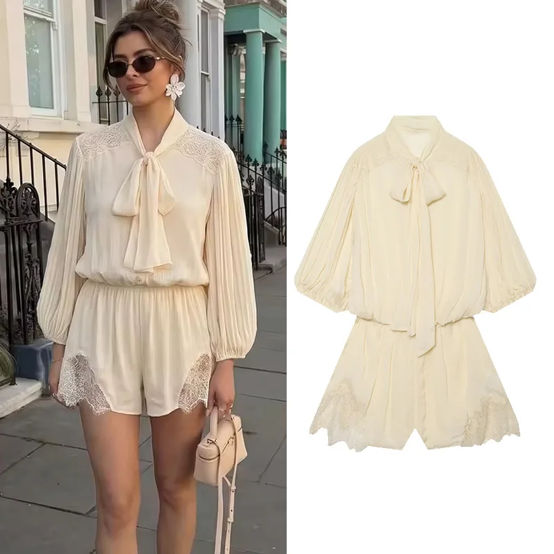 Women's Lace Playsuit New 2026 Spring Summer Long Sleeve O-Neck Solid Elastic Waist Women Jumpsuit Female Bodysuits
Women's Lace Playsuit New 2026 Spring Summer Long Sleeve O-Neck Solid Elastic Waist Women Jumpsuit Female Bodysuits