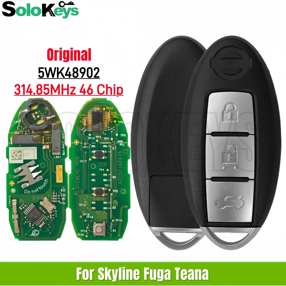 SOLOKEYS 5WK48902 Original PCB Smart Remote Key For Skyline Fuga Teana Keyless 314.85Mhz FSK ID46 Chip
SOLOKEYS 5WK48902 Original PCB Smart Remote Key For Skyline Fuga Teana Keyless 314.85Mhz FSK ID46 Chip