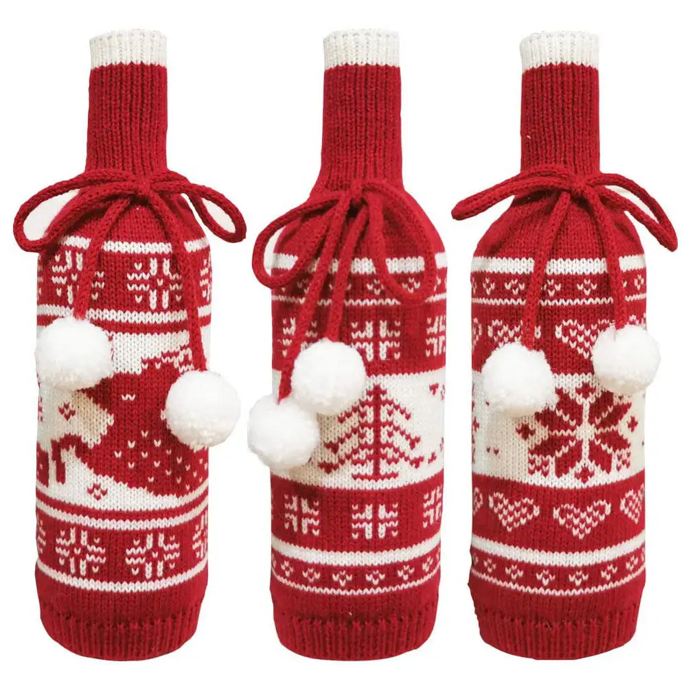 3Pcs Christmas Wine Bottle Cover Knitted Sleeve Decorative Protector for Holiday Party Supplies Festive Table Ornament Washable
3Pcs Christmas Wine Bottle Cover Knitted Sleeve Decorative Protector for Holiday Party Supplies Festive Table Ornament Washable