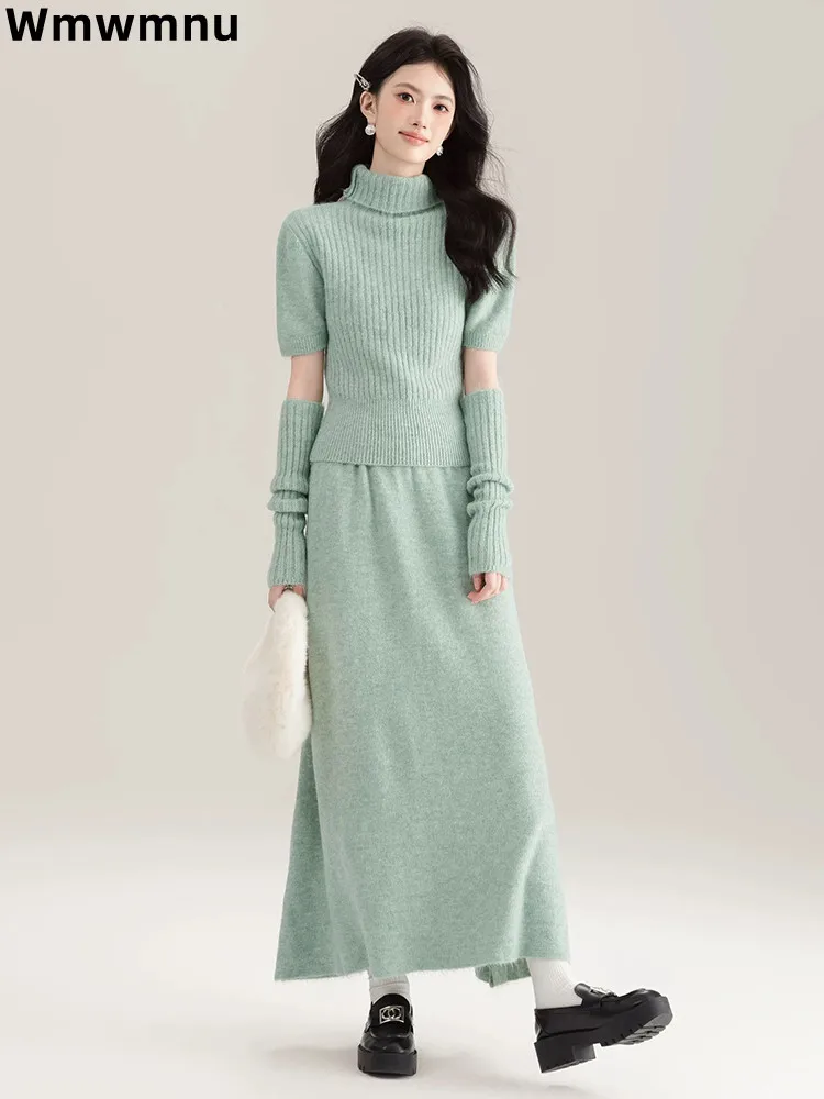 Elegant Vintage Women Knitted 2 Piece Sets Casual Turtleneck Collar Sweater Tops Conjunto Korea Fashion High Waist Skirt Suit
Elegant Vintage Women Knitted 2 Piece Sets Casual Turtleneck Collar Sweater Tops Conjunto Korea Fashion High Waist Skirt Suit