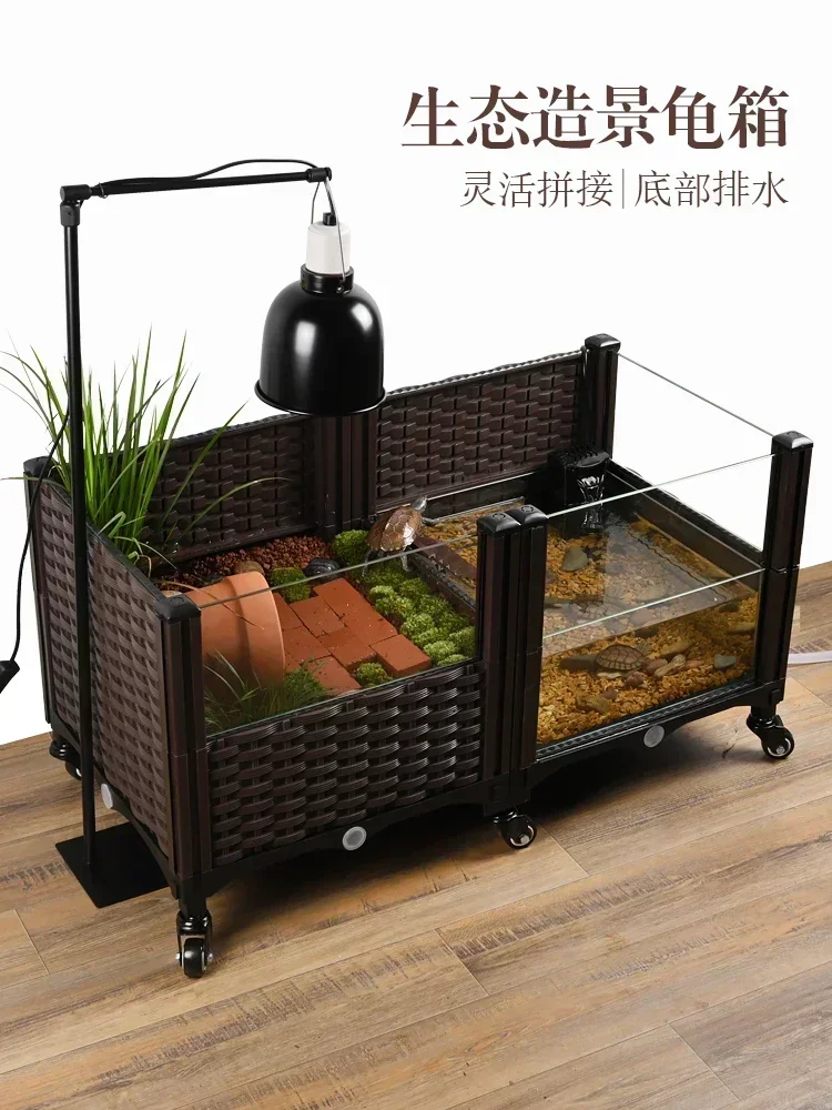 household large-scale landscaping turtle special glass feeding box with sun platform edge planting
household large-scale landscaping turtle special glass feeding box with sun platform edge planting