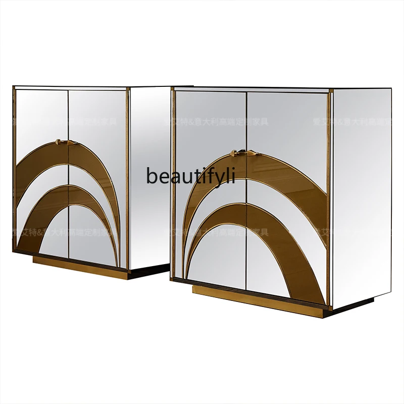 Italian light luxury mirror shoe cabinet, household door porch cabinet facing the door storage side cabinet
Italian light luxury mirror shoe cabinet, household door porch cabinet facing the door storage side cabinet