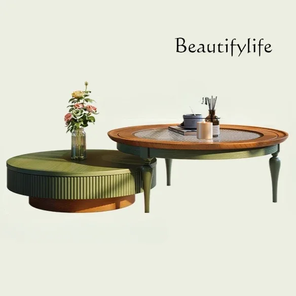 N Retro style coffee table living room size round combination solid wood coffee table French retro apartment living room ash wo
N Retro style coffee table living room size round combination solid wood coffee table French retro apartment living room ash wo