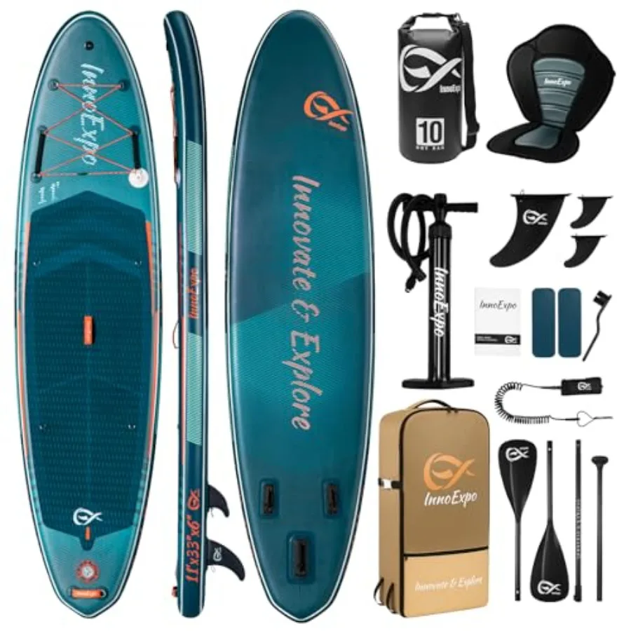 InnoExpo 11' Inflatable Stand Up Paddle Boards for outdoor water sports PVC drop-stitch material blue-gray color ultra-stable w
InnoExpo 11' Inflatable Stand Up Paddle Boards for outdoor water sports PVC drop-stitch material blue-gray color ultra-stable w