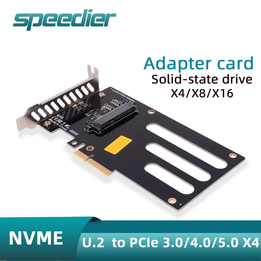 U.2 To PCIe 3.0 4.0 5.0 X4 NVME SSD Adapter Card Support X4 X8 X16 Slot Interfaces Riser Stable Heat Dissipation Plug-and-Play