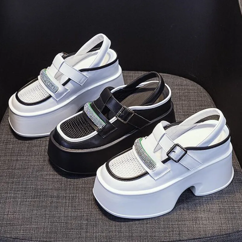 11cm Air Mesh Genuine Leather Platform Chunky Sneakers Women Sandals Casual Hollow Rhinestone 2026 Summer Slippers Females Shoes
11cm Air Mesh Genuine Leather Platform Chunky Sneakers Women Sandals Casual Hollow Rhinestone 2026 Summer Slippers Females Shoes