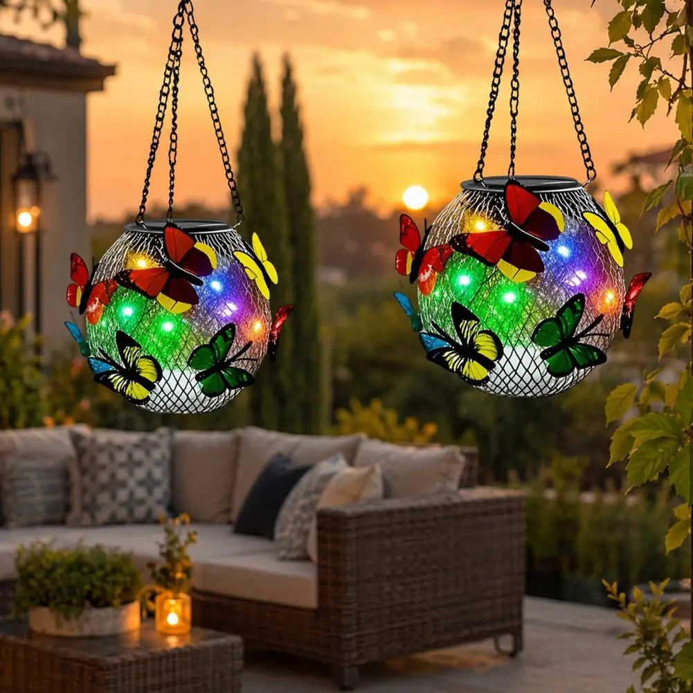 Solar Garden Lantern With Vibrant Butterfly Metal Hanging Outdoor Light Solar Powered For Fences Porches Wall Yard Pathway
Solar Garden Lantern With Vibrant Butterfly Metal Hanging Outdoor Light Solar Powered For Fences Porches Wall Yard Pathway