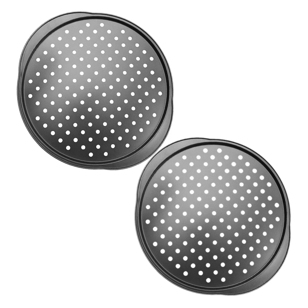 2pcs Pizza Pan Non-Stick Perforated Tray Handle Carbon Steel Kitchen Baking Pan For Cake Pizza Oven Use Baking Tool
2pcs Pizza Pan Non-Stick Perforated Tray Handle Carbon Steel Kitchen Baking Pan For Cake Pizza Oven Use Baking Tool