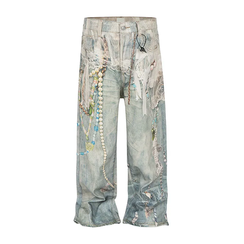 Hip Hop Vintage Pearl Printed Jeans Pants Harakuju Loose Baggy Denim Trousers For Unisex
Hip Hop Vintage Pearl Printed Jeans Pants Harakuju Loose Baggy Denim Trousers For Unisex