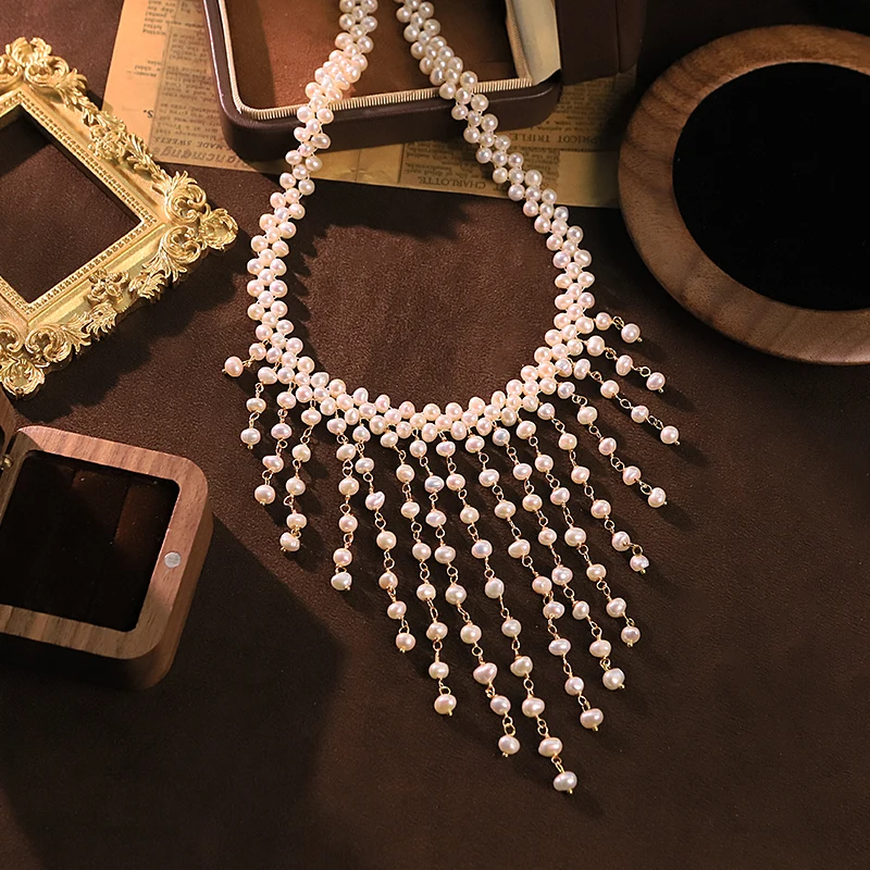 GLSEEVO Natural Freshwater Pearl Tassel Necklace for Women Wedding Bridal Engagement White Pearl Necklace Dainty Jewelry GN0883
GLSEEVO Natural Freshwater Pearl Tassel Necklace for Women Wedding Bridal Engagement White Pearl Necklace Dainty Jewelry GN0883