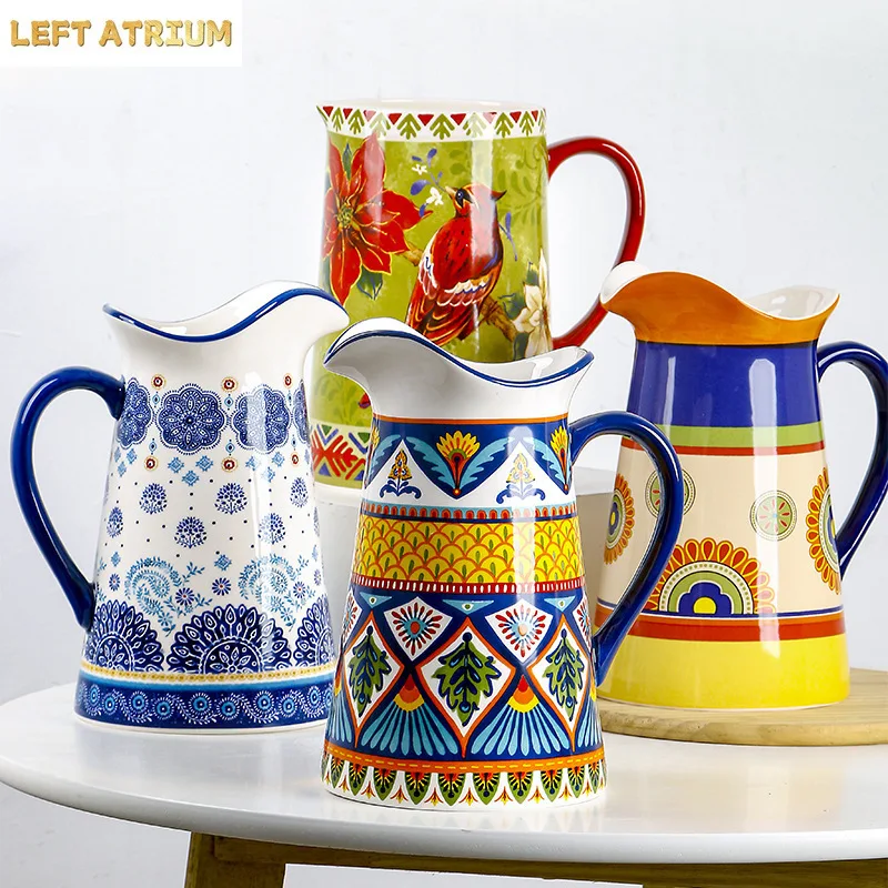 Creative Ceramic Cold Water Kettle Water Bottle Flower Arrangement Vase Underglaze Color Large Capacity Water Tank Home Decor
Creative Ceramic Cold Water Kettle Water Bottle Flower Arrangement Vase Underglaze Color Large Capacity Water Tank Home Decor