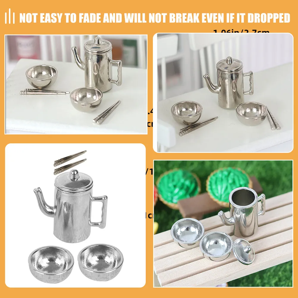 1Set Miniature Tableware Metal Dollhouse Kitchen Accessories Mini Tea Kettle Bowls Chopsticks Dining Table Decorations Mini
1Set Miniature Tableware Metal Dollhouse Kitchen Accessories Mini Tea Kettle Bowls Chopsticks Dining Table Decorations Mini