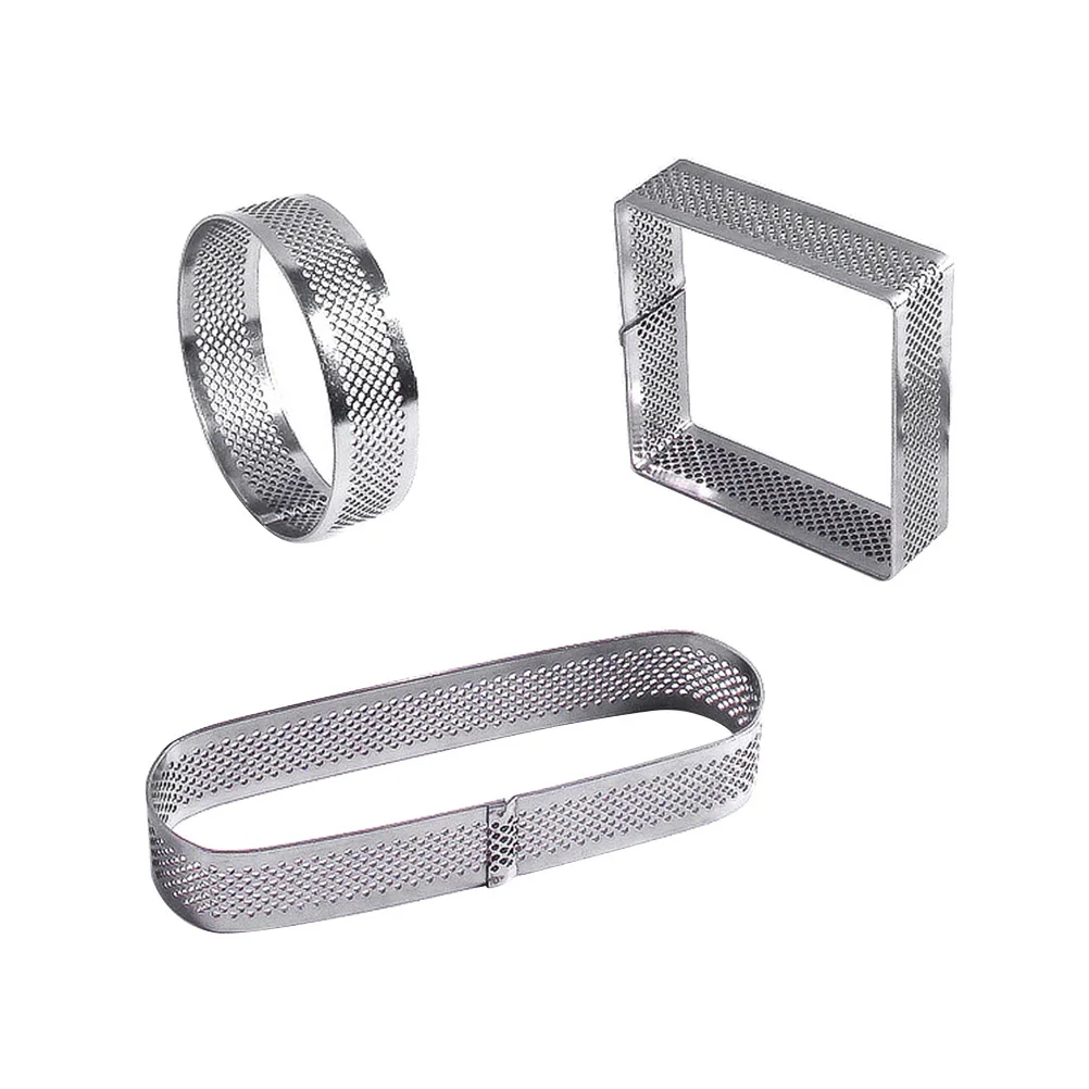 3Pcs Stainless Steel Cake Mold Tart Rings Perforated Reusable Baking Mousse Pastry Tools 7cm Round 7.5cm .49cm Oval
3Pcs Stainless Steel Cake Mold Tart Rings Perforated Reusable Baking Mousse Pastry Tools 7cm Round 7.5cm .49cm Oval