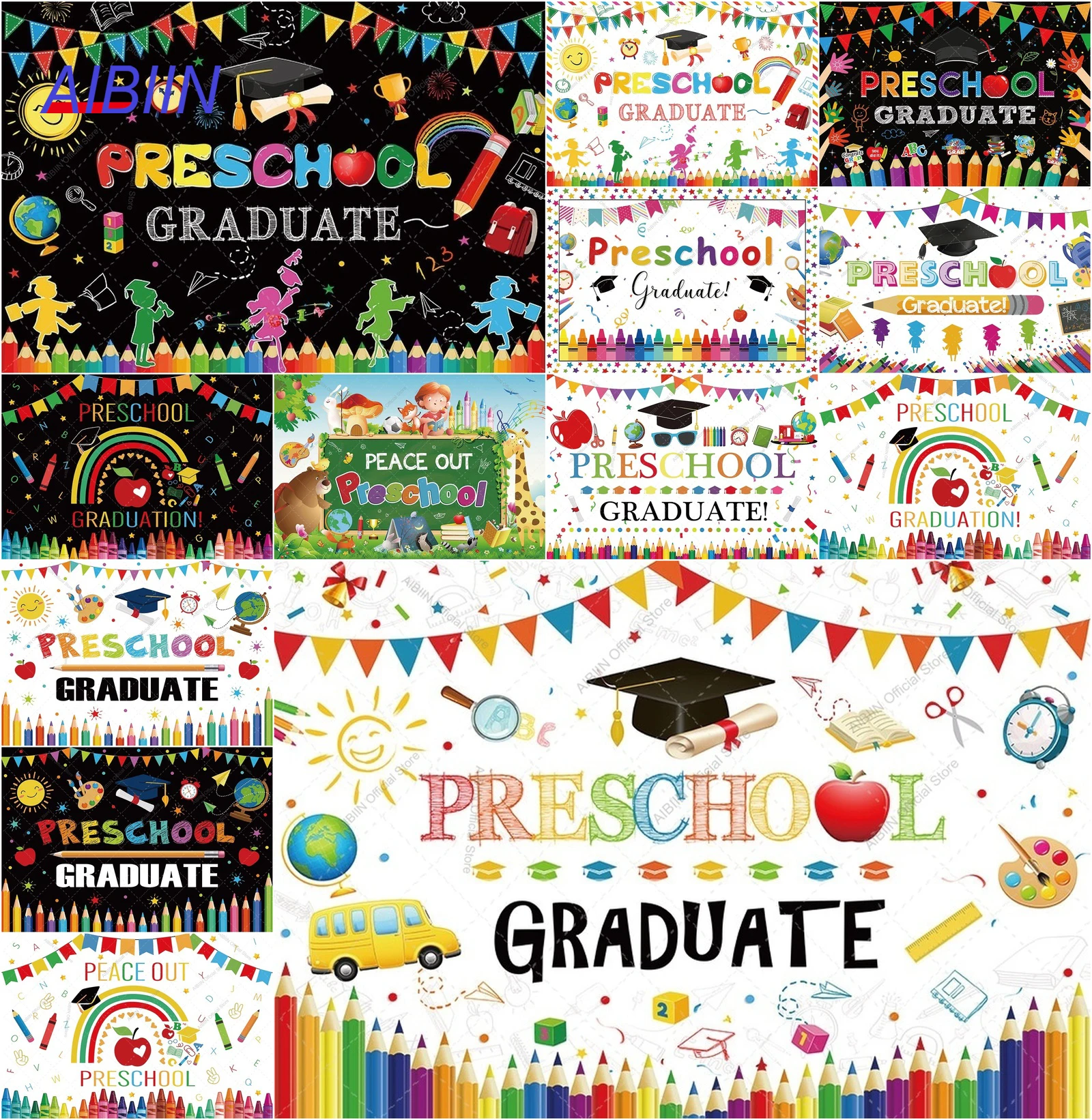 Preschool Graduation Backdrop Grad Cap Apple Pencil School Bus Colorful Stationery Congrats Grad Party Decor Photo Background
Preschool Graduation Backdrop Grad Cap Apple Pencil School Bus Colorful Stationery Congrats Grad Party Decor Photo Background
