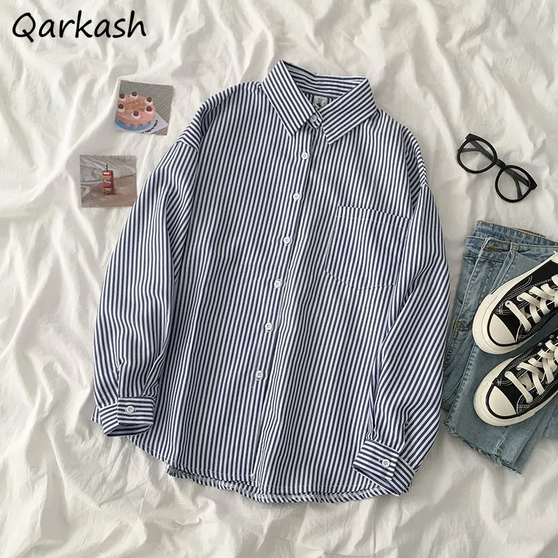 Blue Striped Shirts for Women Long Sleeve All-match Casual Simple Aesthetic Vintage Tops Mujer Autumn Stylish Elegant New Ropa
Blue Striped Shirts for Women Long Sleeve All-match Casual Simple Aesthetic Vintage Tops Mujer Autumn Stylish Elegant New Ropa