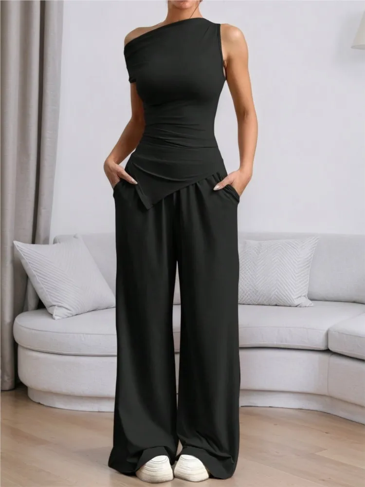 Sleeveless V-neck Vest Blazer Two-piece High-waisted Wide-leg Pants Suit 2026 Elegant Office Spring And Summer Suit Suit Female
Sleeveless V-neck Vest Blazer Two-piece High-waisted Wide-leg Pants Suit 2026 Elegant Office Spring And Summer Suit Suit Female