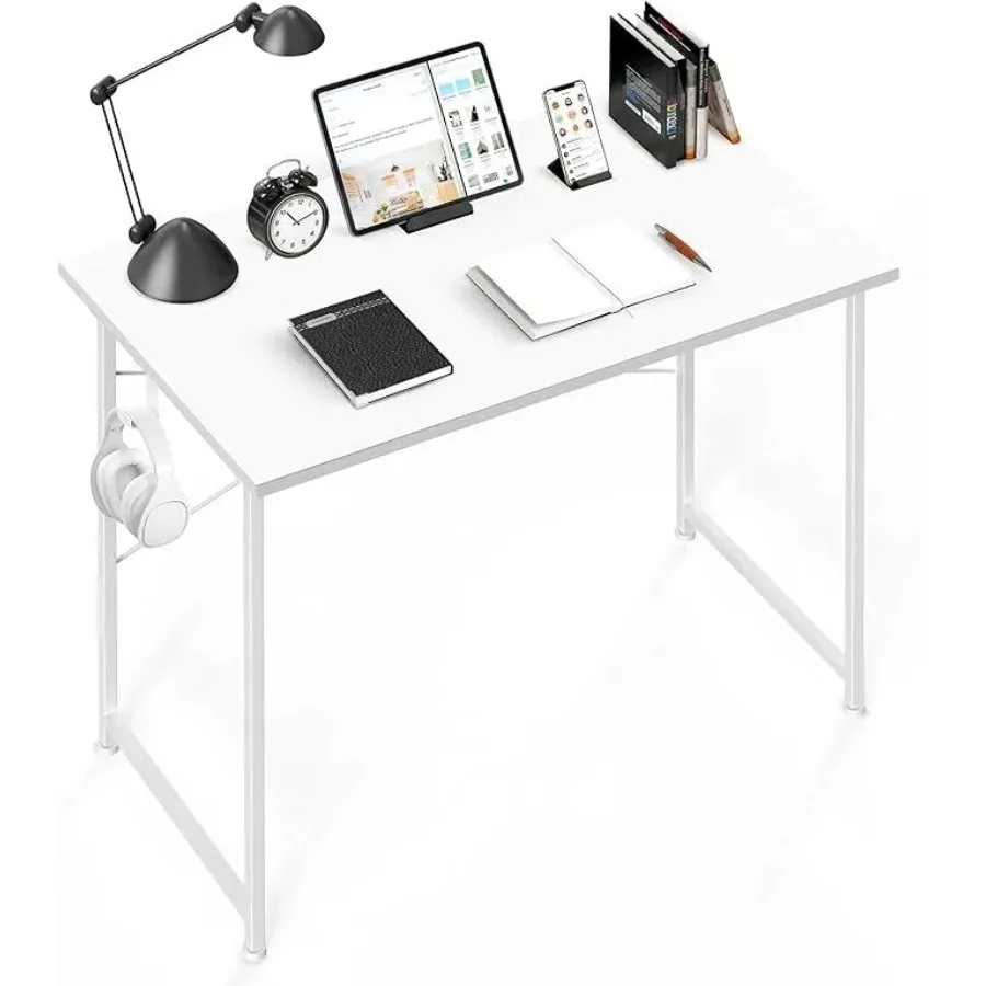 40 Inches Small Space Desk with Earphone Hook Simple Wooden Design Suitable for Study Home Office and Living Room White
40 Inches Small Space Desk with Earphone Hook Simple Wooden Design Suitable for Study Home Office and Living Room White