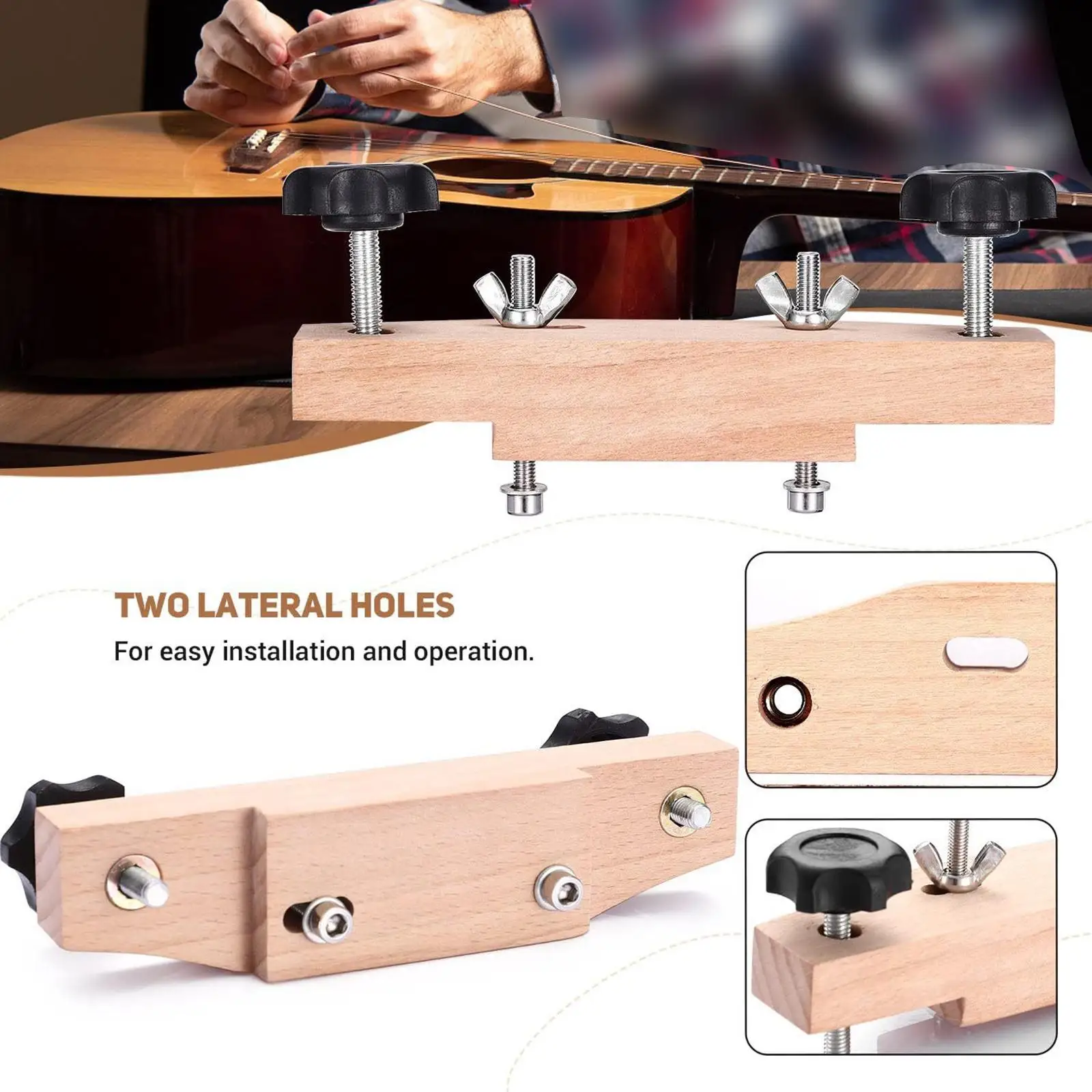 Acoustic Guitar Bridge Clamp with Wooden Block Maple Guitar Bridge Holding Repair Luthier Tools for Musical Instrument Parts
Acoustic Guitar Bridge Clamp with Wooden Block Maple Guitar Bridge Holding Repair Luthier Tools for Musical Instrument Parts