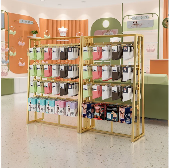 Commercial floor standing slipper rack, underwear store, sock and shorts display rack, adjustable multi-layer island rack
Commercial floor standing slipper rack, underwear store, sock and shorts display rack, adjustable multi-layer island rack