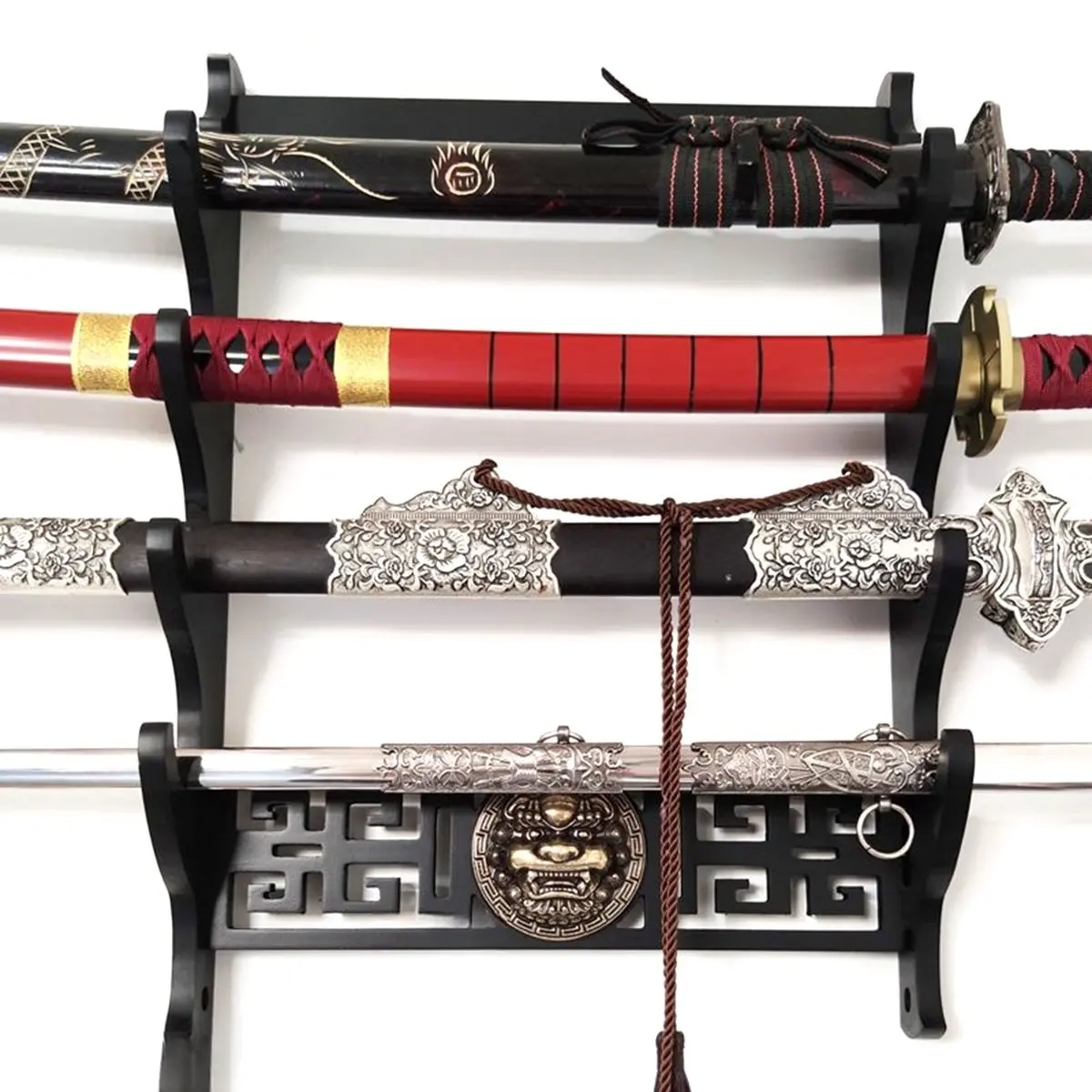 NEW 4 Layers Wall Mount Katana Holder Wooden Stand Holder Display Wall Rapier Support Katana Umbrella Shelf Organizer
NEW 4 Layers Wall Mount Katana Holder Wooden Stand Holder Display Wall Rapier Support Katana Umbrella Shelf Organizer