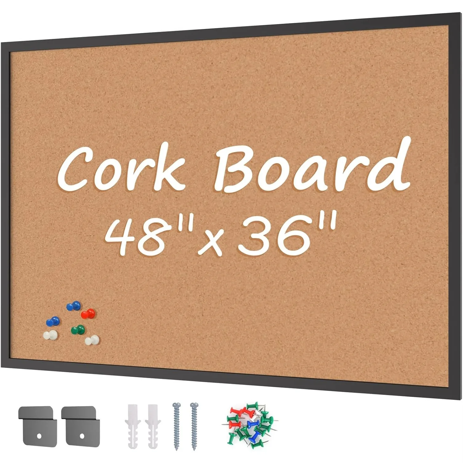 Cork Board Bulletin Board 36x48, Large Wall Mounted Notice Pin Board with 18 Push Pins, Black Wood Framed for Office School Home
Cork Board Bulletin Board 36x48, Large Wall Mounted Notice Pin Board with 18 Push Pins, Black Wood Framed for Office School Home