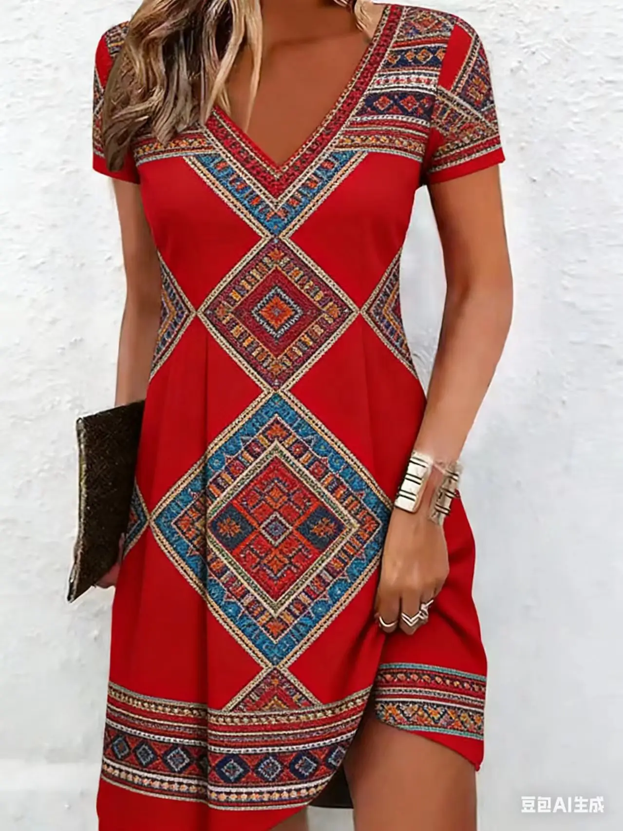 Women Summer Dress Sexy V-neck Short Sleeve Vintage Geometric Print Loose A-Line Dress Vestidos
Women Summer Dress Sexy V-neck Short Sleeve Vintage Geometric Print Loose A-Line Dress Vestidos
