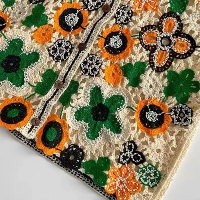 MXMA Women Hollow Crochet Knit Vest Waistcoat Beaded Embroidery Colorful Floral Sleeveless Cardigan for Jacket Button Crop To
MXMA Women Hollow Crochet Knit Vest Waistcoat Beaded Embroidery Colorful Floral Sleeveless Cardigan for Jacket Button Crop To