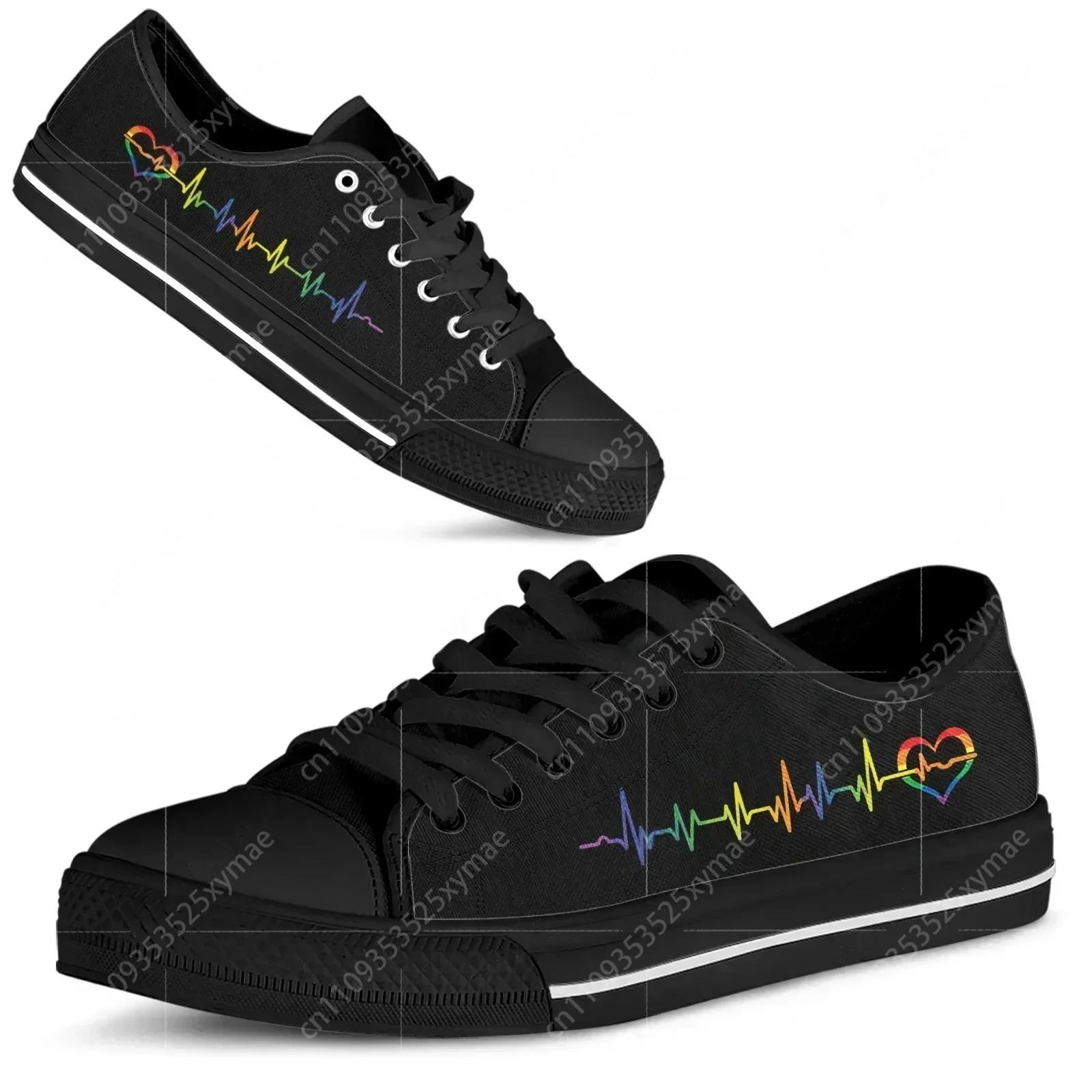 LGBT Pride Heartbeat Black Women Canvas Low Top Vulcanized Sneakers Rainbow Lace-up Flat Shoes Zapatos Mujer Designer
LGBT Pride Heartbeat Black Women Canvas Low Top Vulcanized Sneakers Rainbow Lace-up Flat Shoes Zapatos Mujer Designer