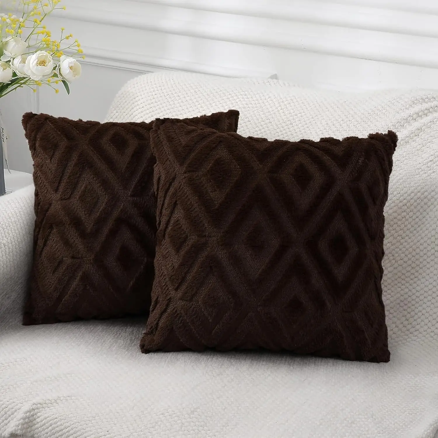 Soft Throw Pillow Covers 26X26 Set Of 2 - Plush Wool Decorative Couch Pillow Covers For Sofa Bed Living Room - With 3D Diamond
Soft Throw Pillow Covers 26X26 Set Of 2 - Plush Wool Decorative Couch Pillow Covers For Sofa Bed Living Room - With 3D Diamond