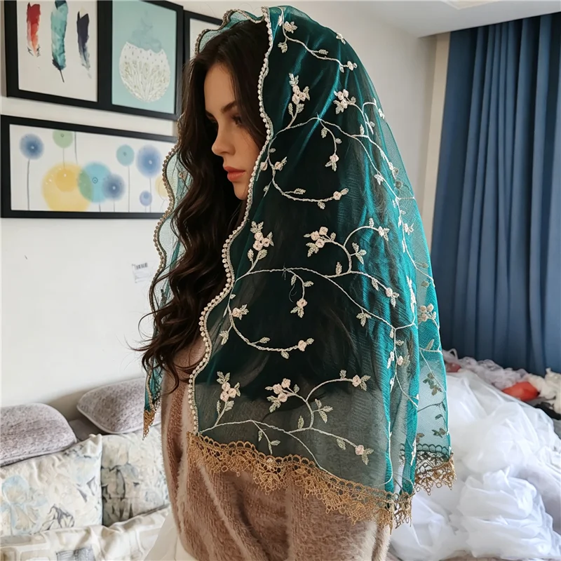 Green D Shape Gold Floral Mantilla Veils For Women Church Mass Catholic Gift Vintage Head Covering Embroidered FlowersLace
Green D Shape Gold Floral Mantilla Veils For Women Church Mass Catholic Gift Vintage Head Covering Embroidered FlowersLace