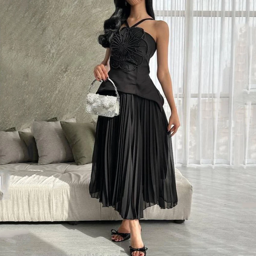 Gorgeous Halter Sleeveless Evening Dress with Beading A-Line Draped Ankle Length Women Customized Wedding Party Backless Gowns
Gorgeous Halter Sleeveless Evening Dress with Beading A-Line Draped Ankle Length Women Customized Wedding Party Backless Gowns