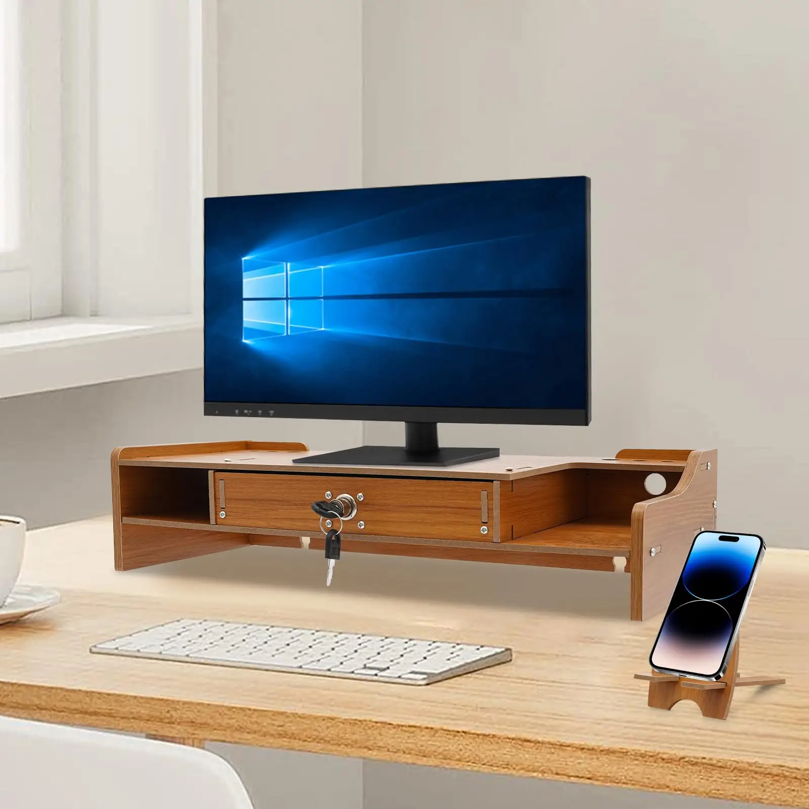 Wood Computer Monitor Stand Riser, Monitor Stand for Desk, Computer Office Desktop Organizer with Drawer & Lock, Monitor Stand R
Wood Computer Monitor Stand Riser, Monitor Stand for Desk, Computer Office Desktop Organizer with Drawer & Lock, Monitor Stand R