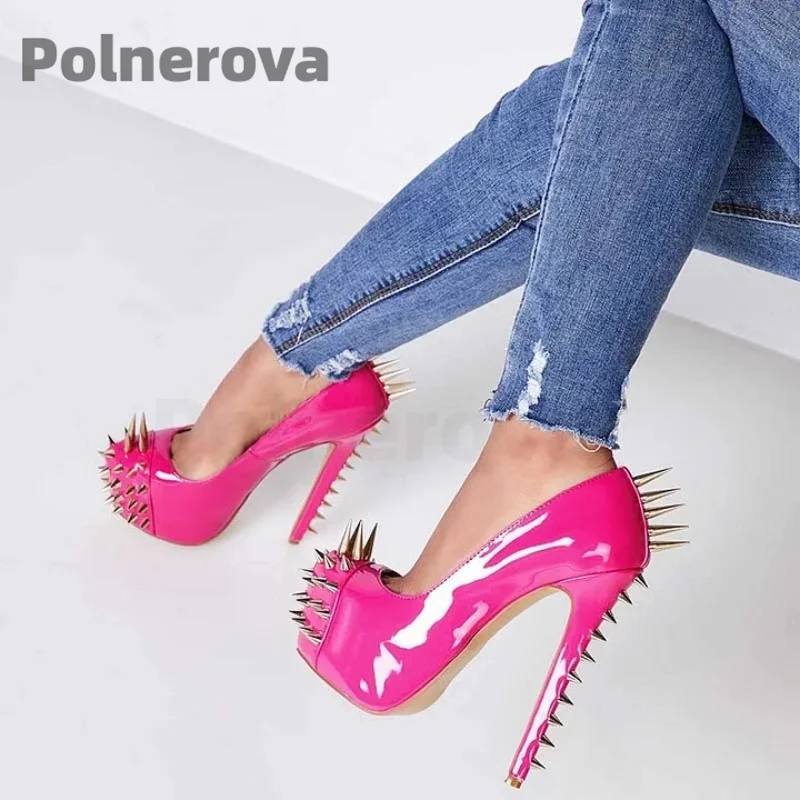 Sharp Rivets Women Platform Pumps Studded Sexy Stiletto Heels Round Toe Patent Leather Cosplay Night Club Shoes Custom Colors
Sharp Rivets Women Platform Pumps Studded Sexy Stiletto Heels Round Toe Patent Leather Cosplay Night Club Shoes Custom Colors