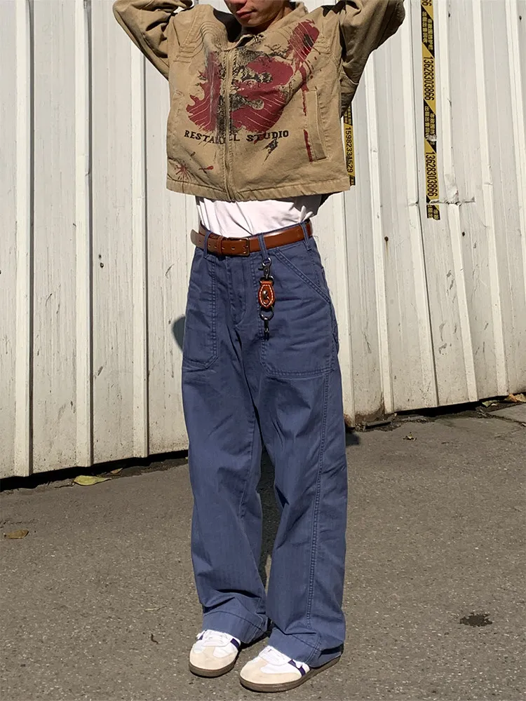 American Retro Straight Leg Work Pants Blue Wide Leg Drape Clean Fit Casual Straight Tube Jeans Neutral mid Waist Denim
American Retro Straight Leg Work Pants Blue Wide Leg Drape Clean Fit Casual Straight Tube Jeans Neutral mid Waist Denim