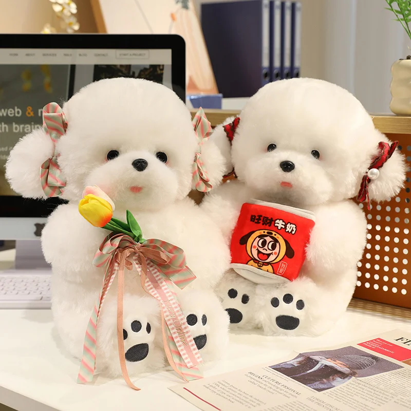 Cute Hairry Dog With Flower Plush Toy Kawaii Stuffed Animals Soft Realistic Fluffly Bichon Hold Milk Plushies Doll for Kids Gift
Cute Hairry Dog With Flower Plush Toy Kawaii Stuffed Animals Soft Realistic Fluffly Bichon Hold Milk Plushies Doll for Kids Gift