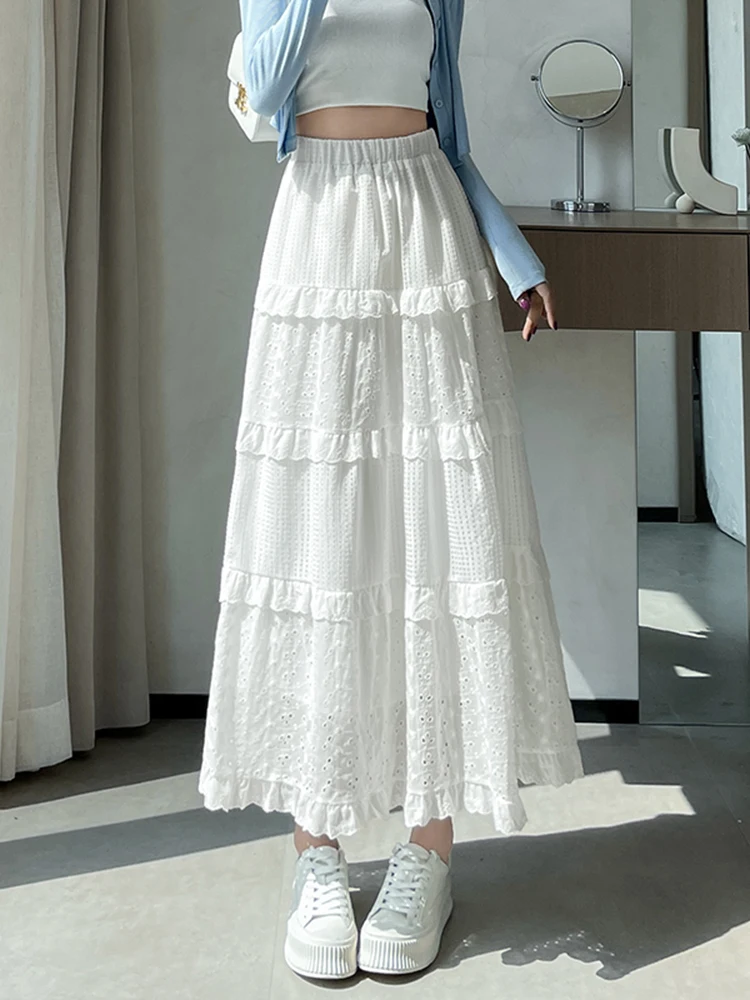Юбка А-силуэта с высокой талией, женская, белая, кружевная, элегантная, приталенная, длинная, повседневная, без застежек
Юбка А-силуэта с высокой талией, женская, белая, кружевная, элегантная, приталенная, длинная, повседневная, без застежек