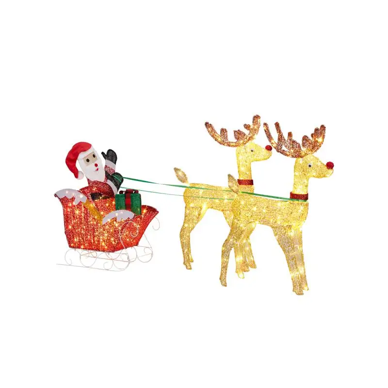 Lighted Reindeer Sleigh Christmas Decorations, Pre-lit Holiday Decor with 270 Warm White LEDs for Indoor Outdoor Xmas Displays,
Lighted Reindeer Sleigh Christmas Decorations, Pre-lit Holiday Decor with 270 Warm White LEDs for Indoor Outdoor Xmas Displays,