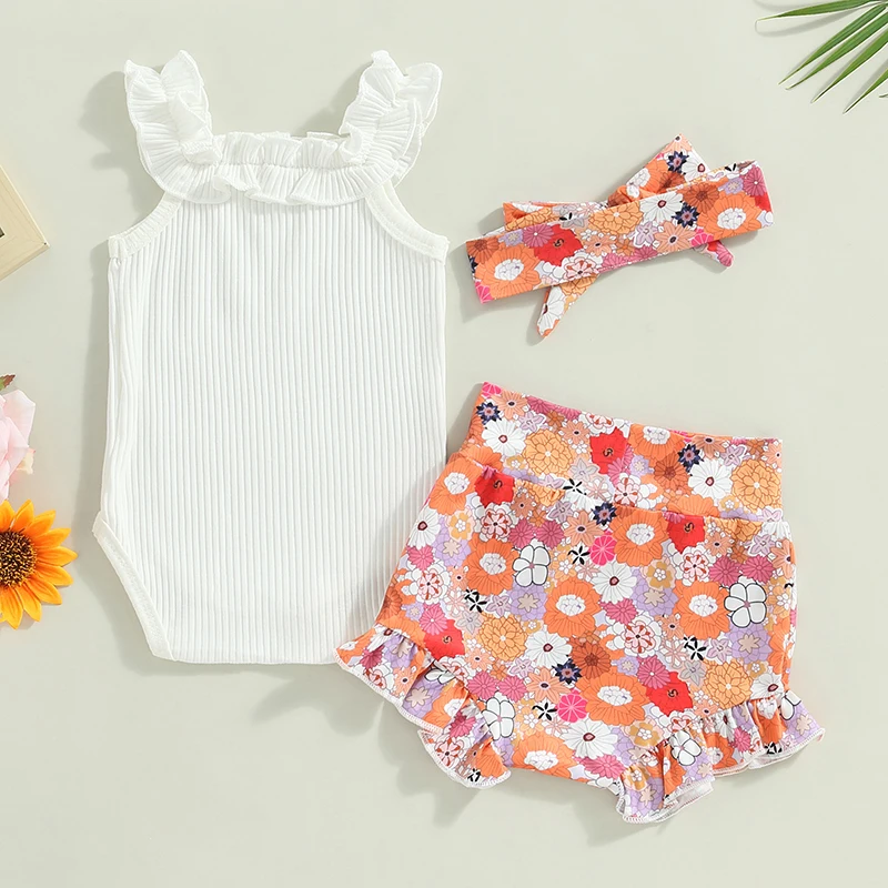 Newborn Baby Girls Shorts Set Sleeveless Knit Romper Bodysuit Floral Ruffle Bloomer Shorts Outfit Summer Clothes
Newborn Baby Girls Shorts Set Sleeveless Knit Romper Bodysuit Floral Ruffle Bloomer Shorts Outfit Summer Clothes