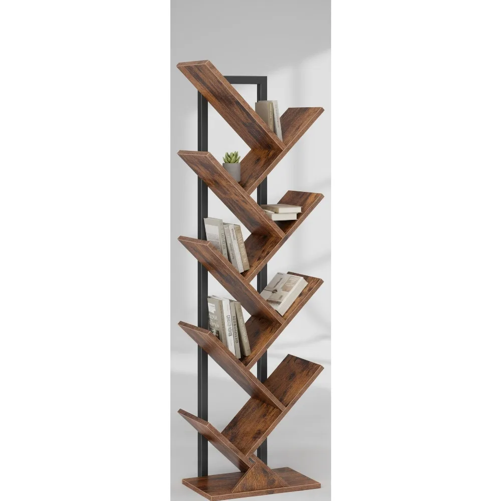 9-Tier Tree Bookshelf, Rustic Brown Wooden Storage Rack for Living Room, Home Office Display
9-Tier Tree Bookshelf, Rustic Brown Wooden Storage Rack for Living Room, Home Office Display