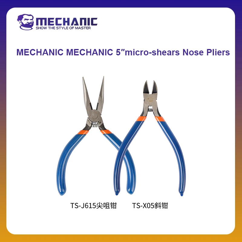 MECHANIC OFFICIAL TS-X05 TS-J615 5″micro-shears Cutting Piles Wire Cutter Hardness Fly Wire Cutting Tools For Phone Repair
MECHANIC OFFICIAL TS-X05 TS-J615 5″micro-shears Cutting Piles Wire Cutter Hardness Fly Wire Cutting Tools For Phone Repair