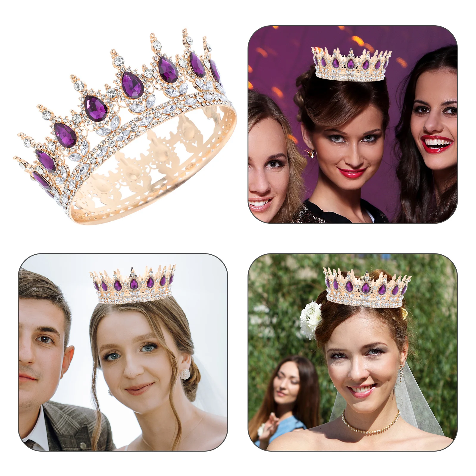 Elegant Purple Drop Rhinestone Crown Baroque Inspired Bridal Tiara for Bridesmaids Wedding Birthday Party Hair Accessory Women
Elegant Purple Drop Rhinestone Crown Baroque Inspired Bridal Tiara for Bridesmaids Wedding Birthday Party Hair Accessory Women