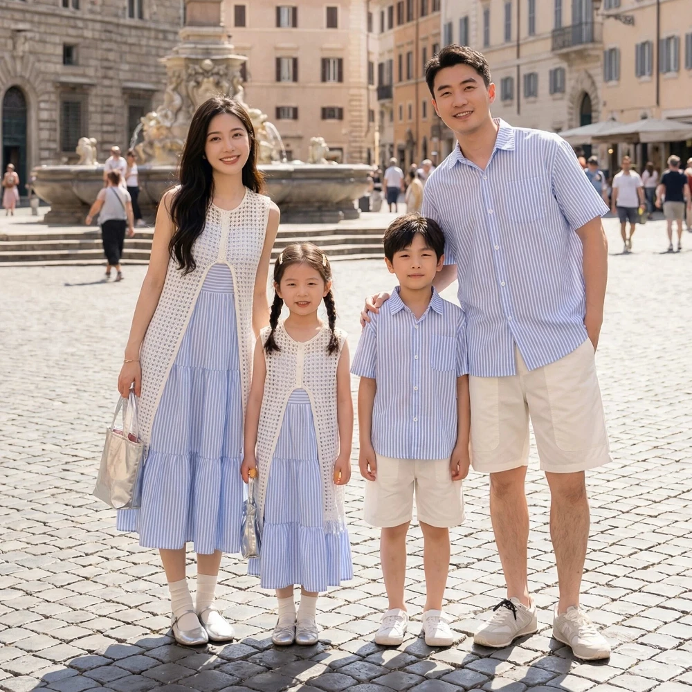 Striped Family Look Dad Son Short Sleeve Shirt Mom Daughter Dress Vacation Beach Casual Matching Family Outfit Summer Daily Wear
Striped Family Look Dad Son Short Sleeve Shirt Mom Daughter Dress Vacation Beach Casual Matching Family Outfit Summer Daily Wear