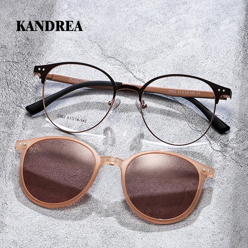 KANDREA металлические 2 в 1, круглые магнитные поляризационные солнцезащитные очки, женские модные солнцезащитные очки для близорукости, УФ-защитные магнитные линзы, уличная оправа для очков G2262
KANDREA металлические 2 в 1, круглые магнитные поляризационные солнцезащитные очки, женские модные солнцезащитные очки для близорукости, УФ-защитные магнитные линзы, уличная оправа для очков G2262