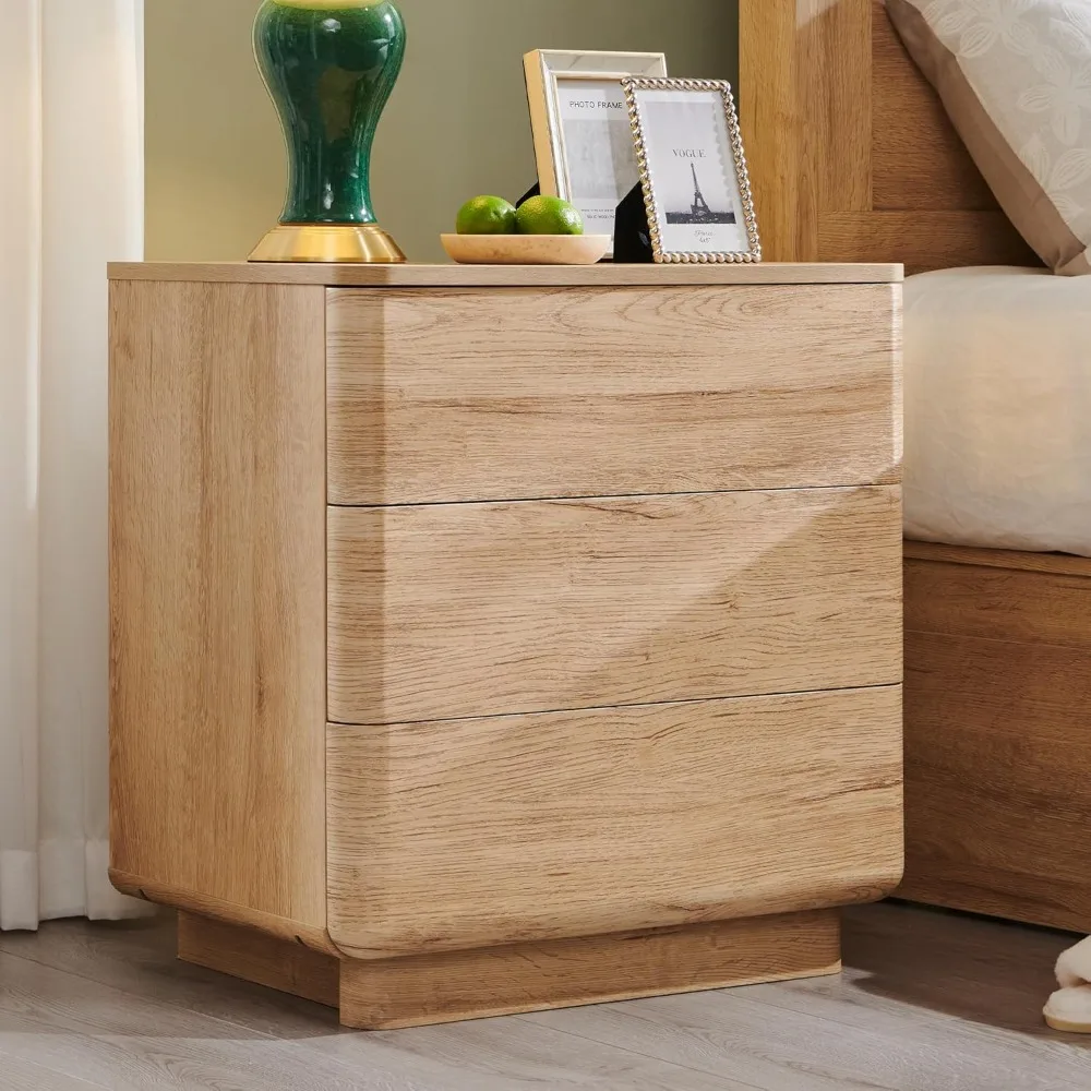 22-inch Modern Bedside Table, Push-to-open Handleless Three-drawer Bedside Table, Large Storage Side Table
22-inch Modern Bedside Table, Push-to-open Handleless Three-drawer Bedside Table, Large Storage Side Table