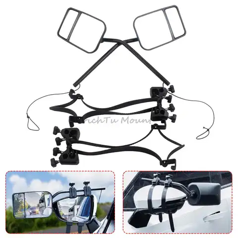 For Example RVs/Trucks/Caravan/Van/Cars/Trailers 1 Set Black Front Extension Mirrors Towing Trailer Including Mirror Universal