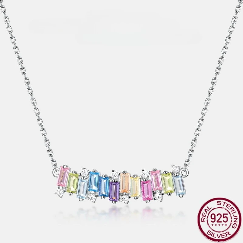 New S925 sterling silver irregular zirconia set with rainbow zirconia necklace, fashionable and versatile wedding jewelry
New S925 sterling silver irregular zirconia set with rainbow zirconia necklace, fashionable and versatile wedding jewelry