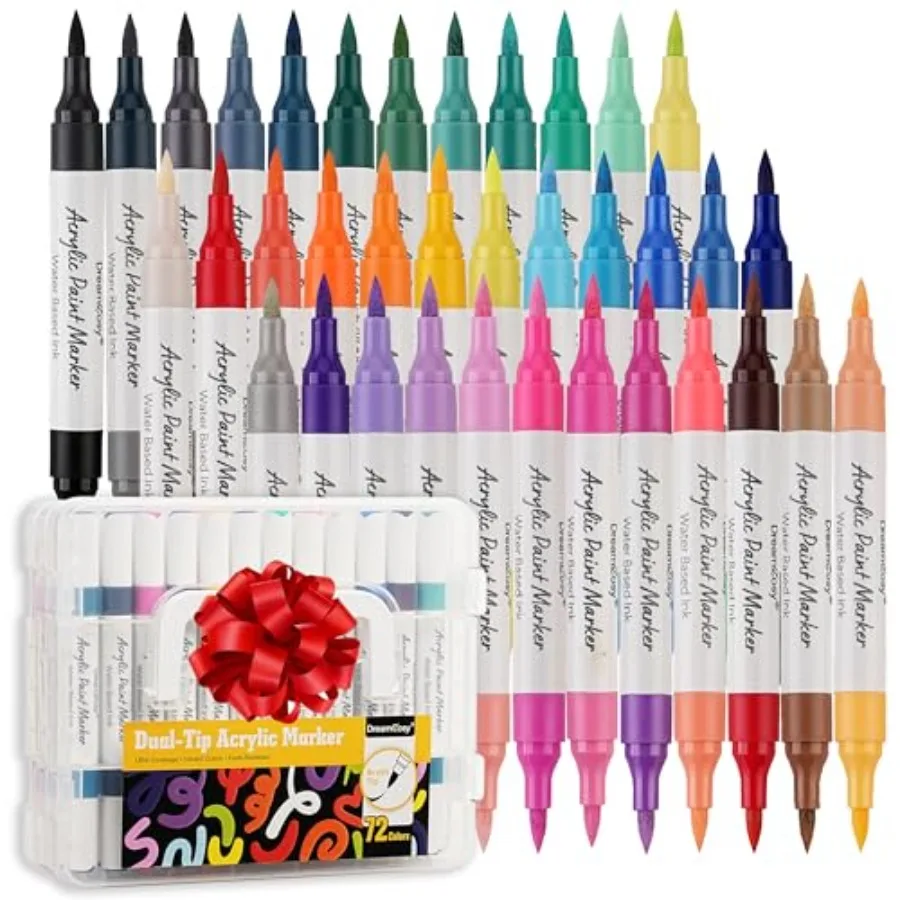 72 Color Acrylic Paint Markers Set, 36 Dual Brush Tip Art Markers for Rock, Canvas, Wood, Fabric - Vibrant, Blendable, Non-Toxi
72 Color Acrylic Paint Markers Set, 36 Dual Brush Tip Art Markers for Rock, Canvas, Wood, Fabric - Vibrant, Blendable, Non-Toxi
