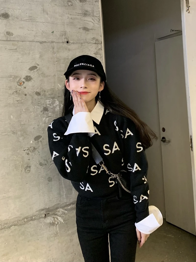 Стильный вязаный свитер Sweet Cool Bla SA с надписью, свободного кроя, укороченный, прямой силуэт, шерстяной пуловер для девочек
Стильный вязаный свитер Sweet Cool Bla SA с надписью, свободного кроя, укороченный, прямой силуэт, шерстяной пуловер для девочек